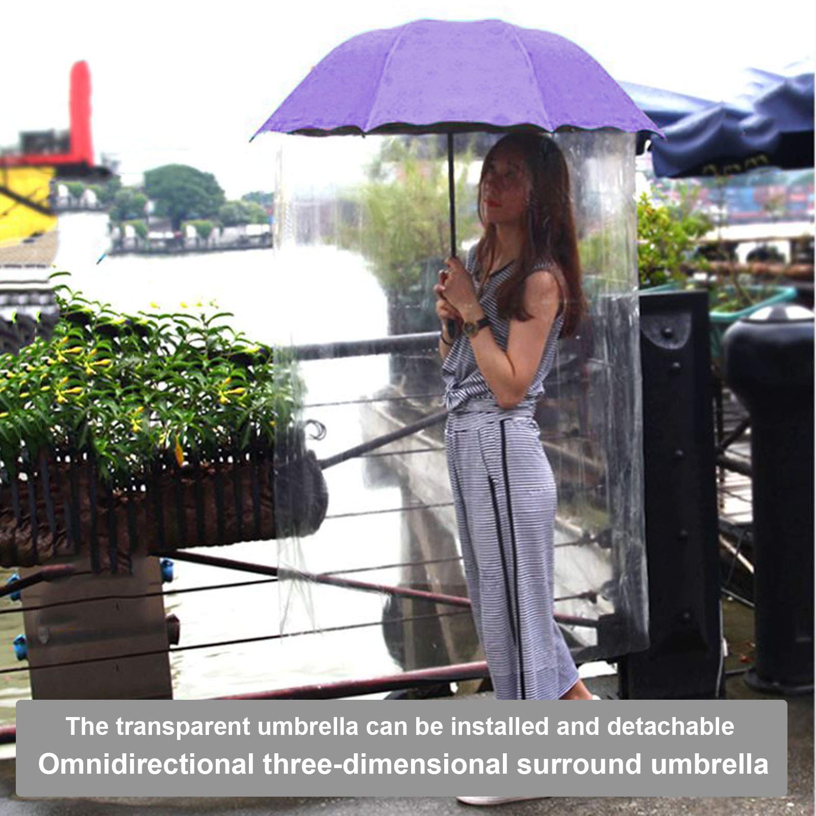 Amazon.com: Windproof Folding Umbrella with Transparent Protective